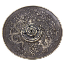 Zinc Alloy Dragon Incense Burner Plate Bronze 10cm Decorative Censer