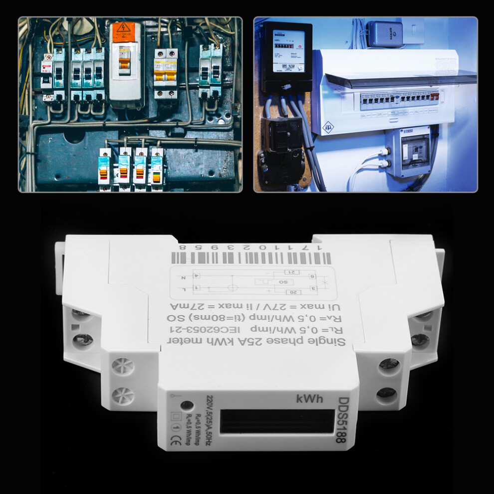 220V Din Rail Energy Meter 5-25A LCD