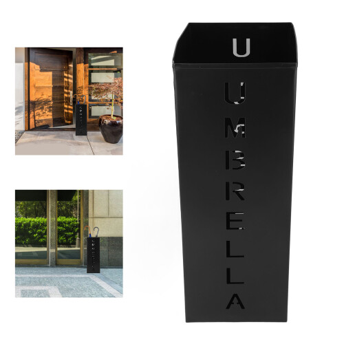 Square Model Umbrella Stand 42x16x16 cm Black