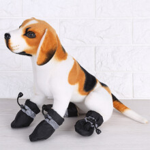 4 Stück Hundeschuhe, Boots, Socken, rutschfest, wasserdicht, schwarz, verstellbar