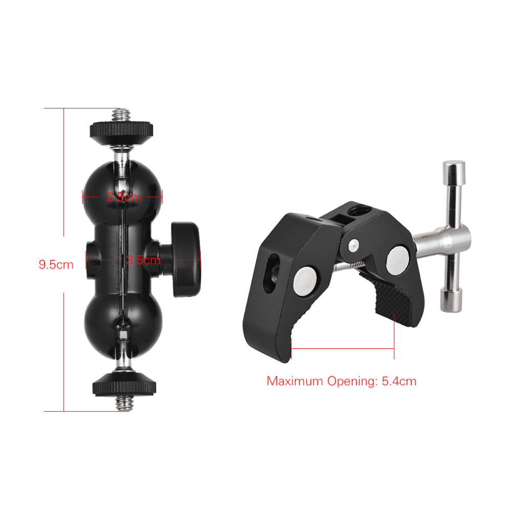 Dual Ballhead Mount Clamp For Dslr Camera Led & Monitor Light 5081393021785