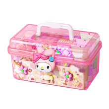 Cream Goo Glue Card Kit for Girls, Pink Plastic Storage Box 130g