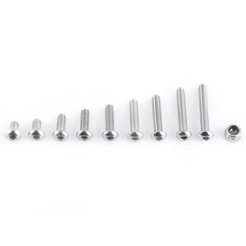 280Pcs M3 Stainless Steel Ss304 Hex Socket Button Head Screws & Locknuts Set 4991393110222
