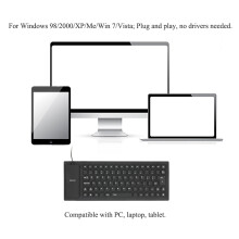 85 Keys Foldable Silicone Waterproof Wireless Keyboard for PC, 13.86 x 5.16 in