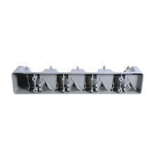 Wall Mounted Broom Mop Organizer Rack with 4-5 Slots & Hooks, Grey
