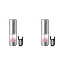 2X Moulin à Sel et à Poivre Électrique, Moulin à Poivre Automatique Rechargeable avec Grains Réglables et Lumière LED-B