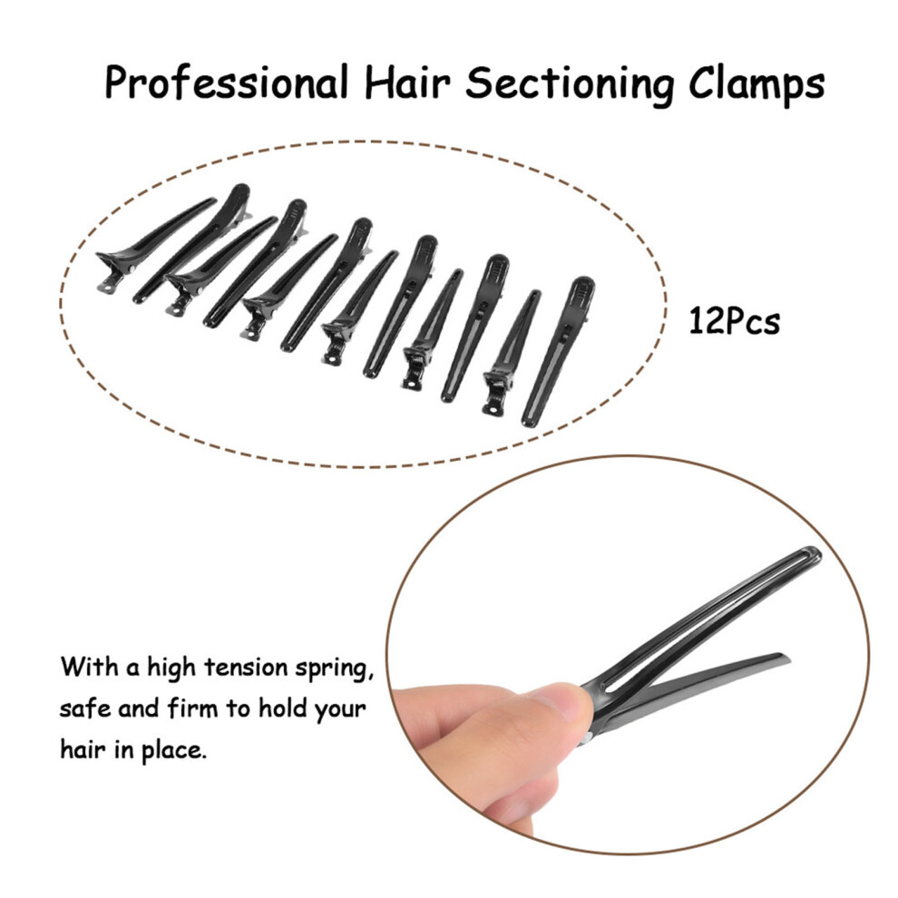 Black 12Pc Hair Sectioning Clips