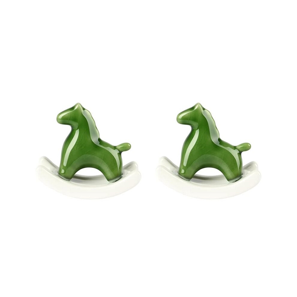 Typecat 2X Ceramic Rocking Horse Statue For Home, Modern Art Sculpture For Table Shelf Decor, Aesthetic Figurine,A