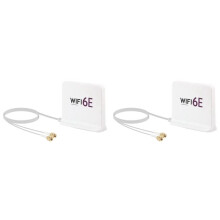 2X Portable 2.4G/5G/6G WiFi 6E Antenna with Cable Indoor Wireless Antenna with Magnetic Bottom for Network Card White