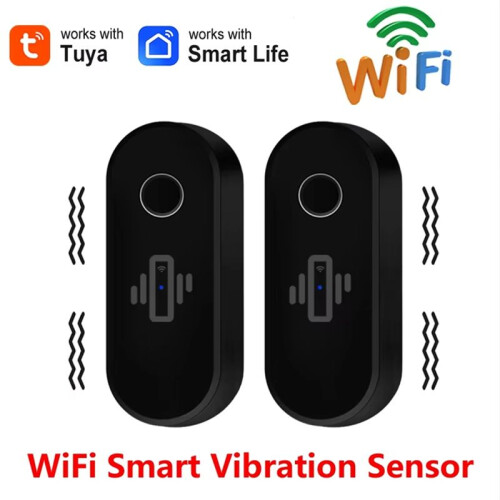 2Pcs  WiFi Vibration Sensor Alarm Wireless Vibration Detector Alert Real- Activity & Shock Detection Black 1