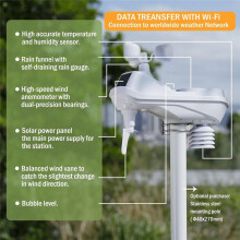 Weather Station Outdoor Sensor WiFi WeatherStations Forecast ColorDisplay Temperature Humidity Wind Gauge Rain Gauge(UK)