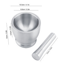 Durable Stainless Steel Mortar and Pestle for Spices Beans Garlic 13cm Size