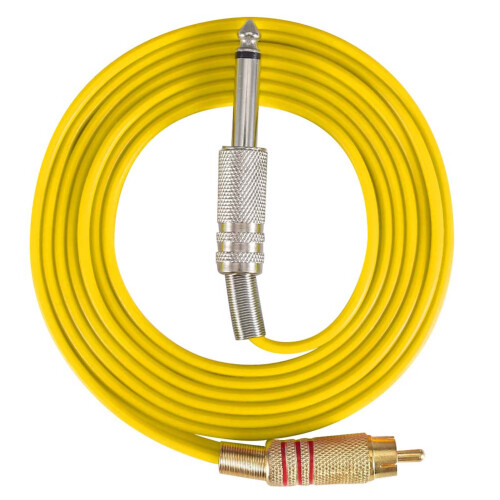 Yellow Silicone RCA Hook Line for Tattoo Machine, 1.75m 1