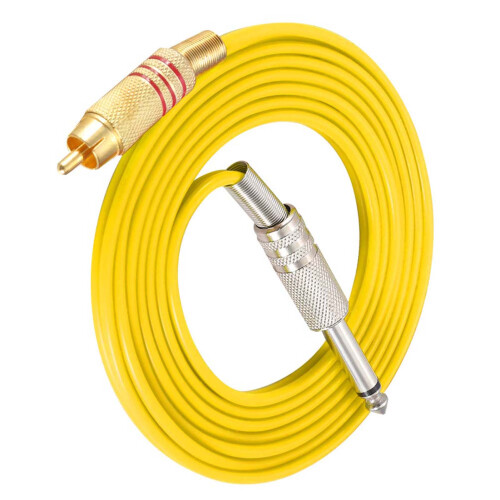 Yellow Silicone RCA Hook Line for Tattoo Machine, 1.75m