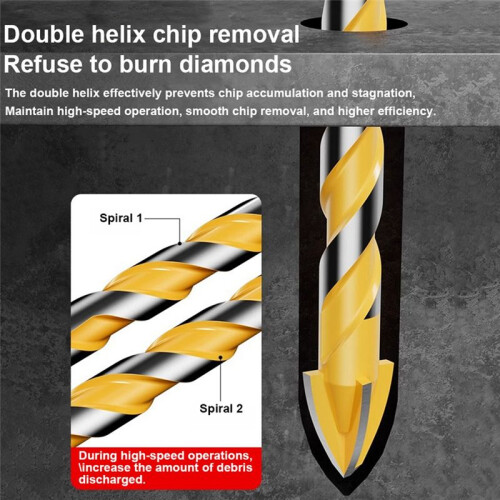 1Set Four Blade Eccentric Drill Ceramic Tile Drilling Concrete Super Hard Crooked  High Hardness Dry 2