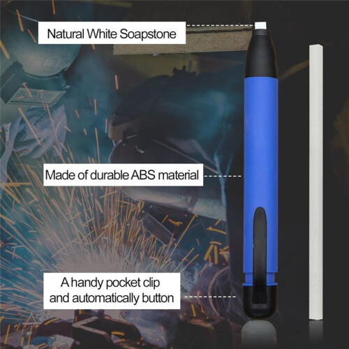 Automatic Soapstone Holder with 20 Long-Flat Soapstone Refills for Welding,Metal Fabrication,Construction, and Textile 2