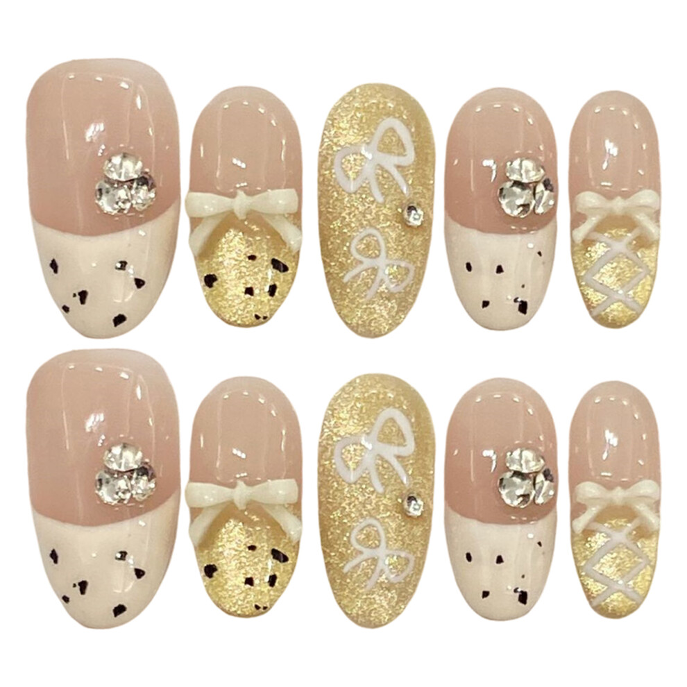 Creation-3C (1117) Glitter Oval Fake Nails Diy Manicure Kit