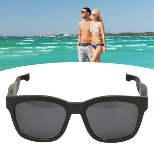 Smart Bluetooth Glasses with Bone Conduction Noise Reduction, 110mAh, Black