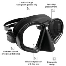 (Black Suit) Ensemble Masque Plongée Verre Trempé Sans Cadre