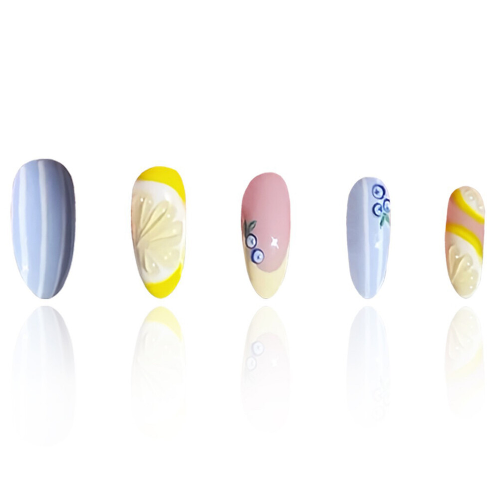 Dachuang Beauty Fruit Print Almond Fake Nails - Easy Application