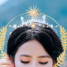 (Hair Hoop) Pearl Leaf Headdress & Earrings Set for Wedding