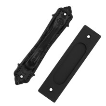 Black Aluminum Barn Door Handle Double Sided Punch Free for Gate & Cabinet
