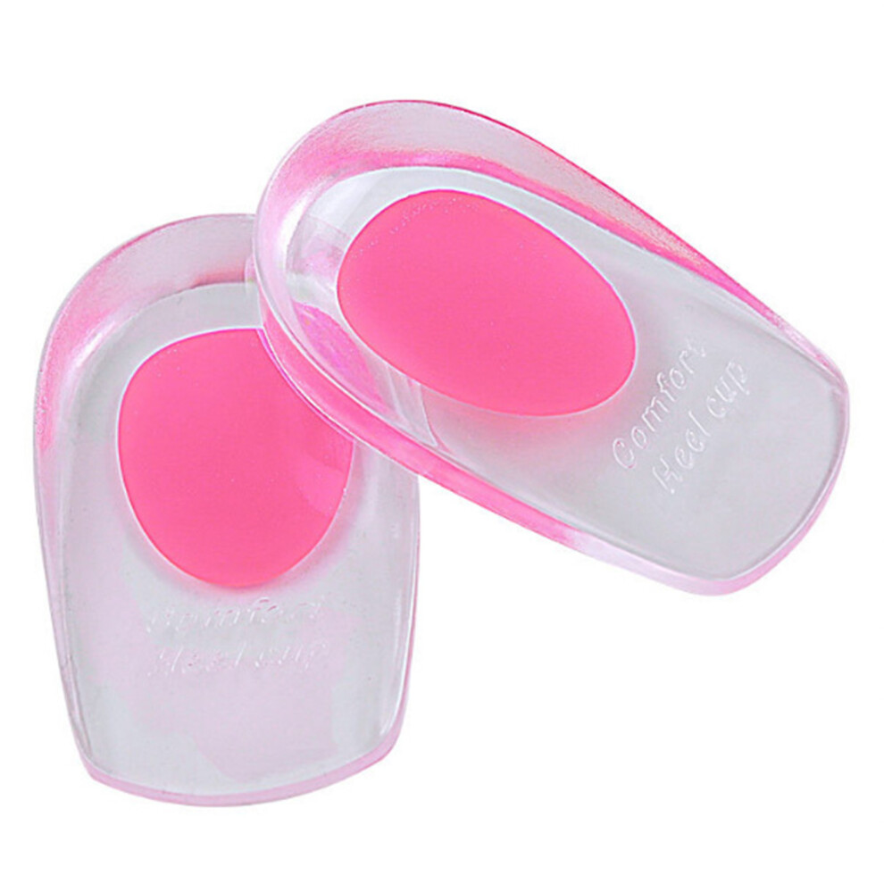 Hue-Grain (Pink, S) Gel Heel Cups For Plantar Fasciitis - Sneaker Insoles