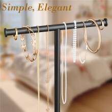 Necklace Organizer Stand with Storage Tray - T-Shaped Jewelry Holder Stand for Bracelets, Earrings, Rings Stylish A