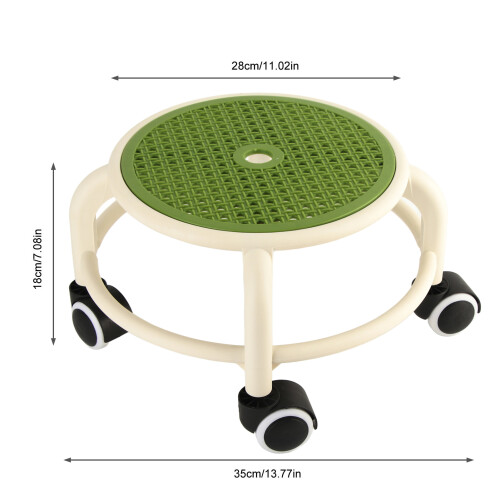 Plastic Rolling Low Stool - High Capacity Green 1
