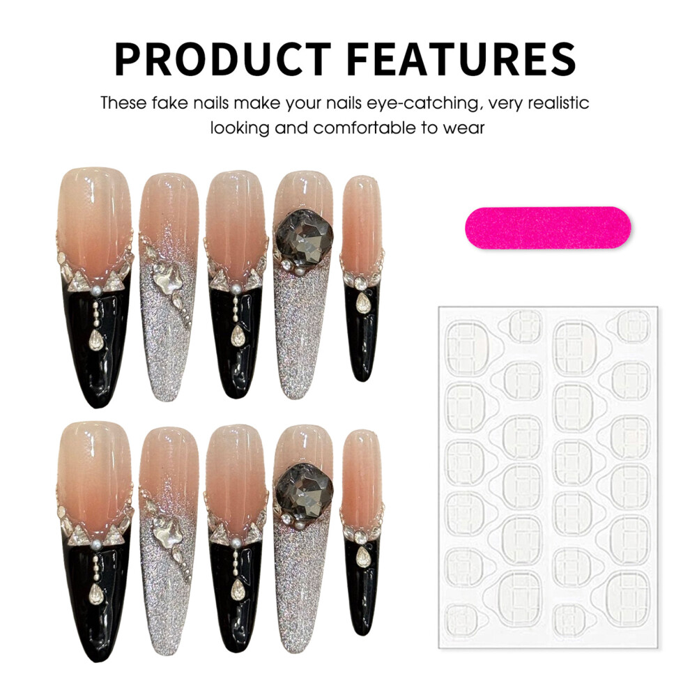Roc-Electron (2951) 10Pcs Nude Cat Eye Fake Nails For Stage Wear
