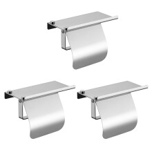 3X Modern Stainless Steel Wall Mount Toilet Paper Holder with Phone Shelf Roll Paper Holder Bathroom Fixture Bathroom