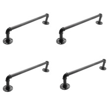 4X Vintage Industrial Pipe Towel Holder Wall Mounted Metal Towel Rack Bar Bathroom Hanging Hanger Accessories Black