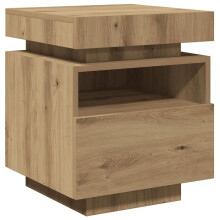 Mesa de cabeceira com iluminação LED, prático armazenamento 40 x 39 x 48 cm