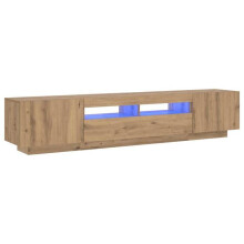 TV-meubel met LED-verlichting modern design grote opbergruimte 200 x 35 x 40 cm