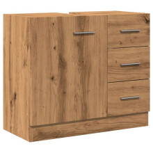 Schrank mit integriertem Waschbecken - HELLOSHOP26 - 63x30x54 cm - Handgefertigte Eiche - Ingenieurholz - Zum Aufhängen