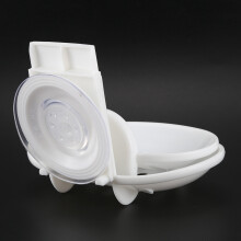 2X Double Soap Dish Strong Suction Soap Holder Cup Tray for Shower Bathroom (White)