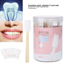 30pcs Disposable Bamboo Handle Gauze Toothbrush for Pregnant Women (Lemon)