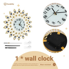 Luxury Artificial Crystal Diamond Large Wall Clock Metal Living Room Wall Clock Home Art Decoration (#1 Gold)