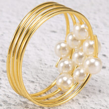 Set of 12 Gold Pearls Napkin Rings Weddings Favors Serviette Napkin Rings for Dinner Table Pearl Napkin Buckles Rings