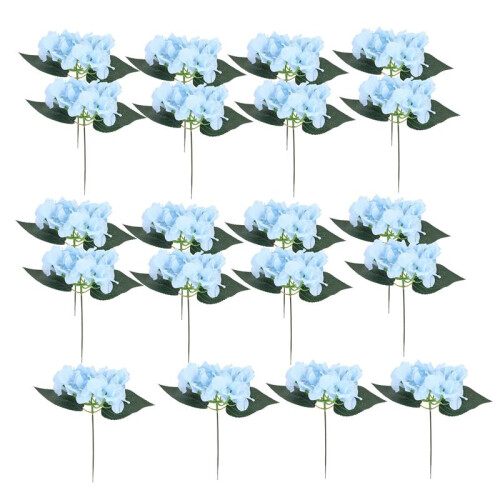 Light  Hydrangea Silk Flowers Heads Pack of 20 Full Hydrangea Flowers Artificial with Stems for Wedding