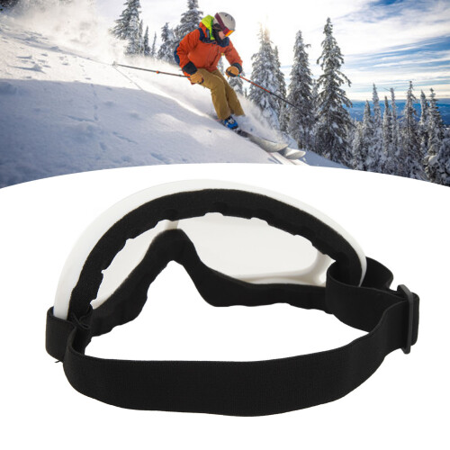 White Frame Ski Goggles PC, Transparent Lenses