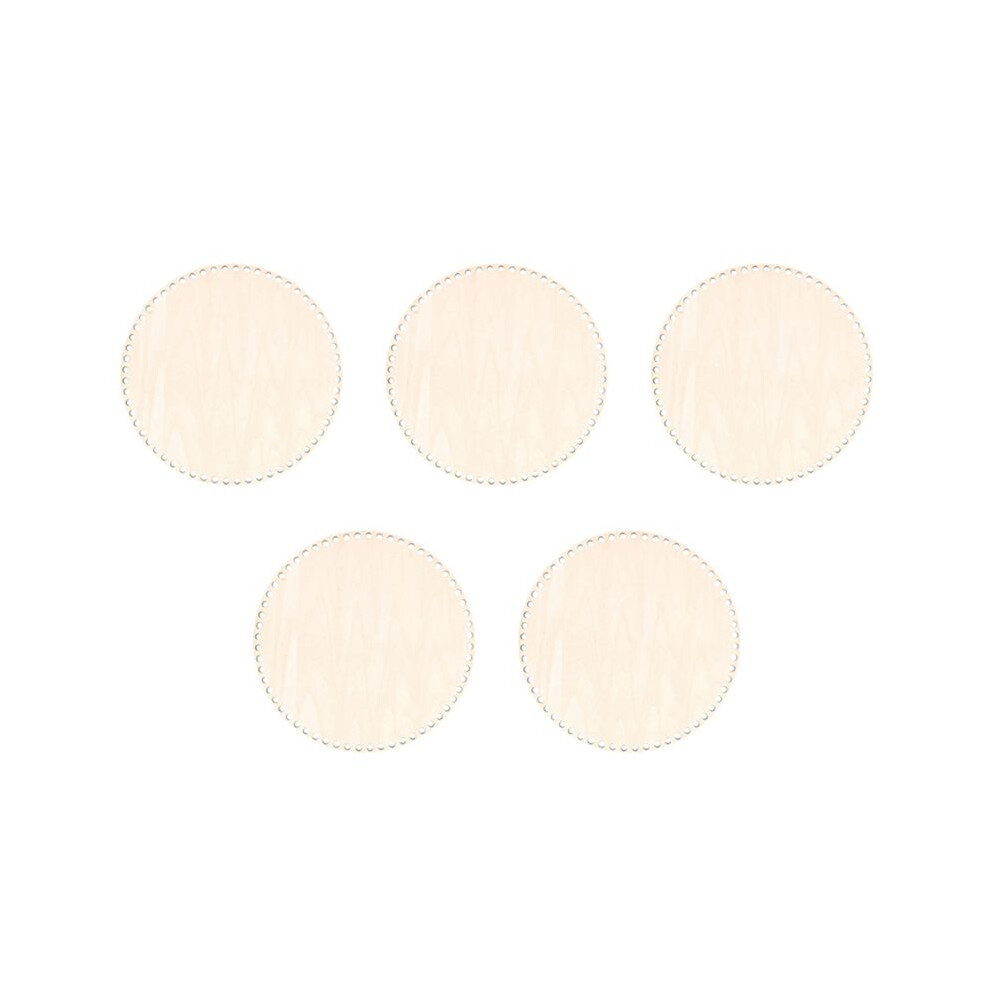 5Pc 30Cm Natural Wooden Basket Bottom With Hole, Circle Blank Wood Base For Diy Knitting Crochet Bag Bottom Shaper 4714013783190