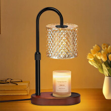 Candle Warmer Lamp Burner Melter Lamp with Two Bulbs Wood Base Light