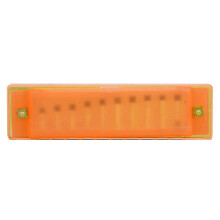 orangefarbene Mundharmonika, 10 Löcher, 20 Töne, 10,4x2,8x2 cm