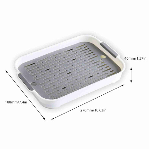 Double Layer Draining Dish Tray 270x188x40mm, Blue 1