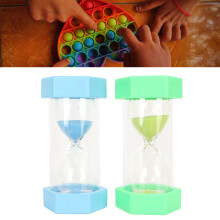Set di 2 timer a Sabbia da 5 Minuti, 6,5x13cm, Azzurro cielo & Verde
