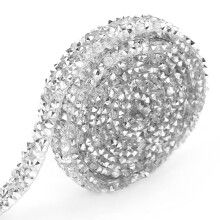 10 Yard Silver Plastic Rhinestone Mesh Ribbon 10mm Wide Decorative Wrap