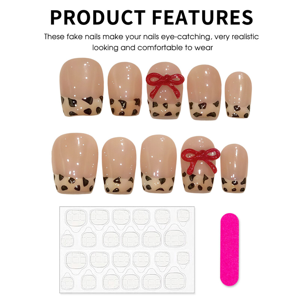 Dachuang Beauty (Ultra Short Ladder) Leopard Tip Fake Nails - Zero Pressure, Party & Daily Wear