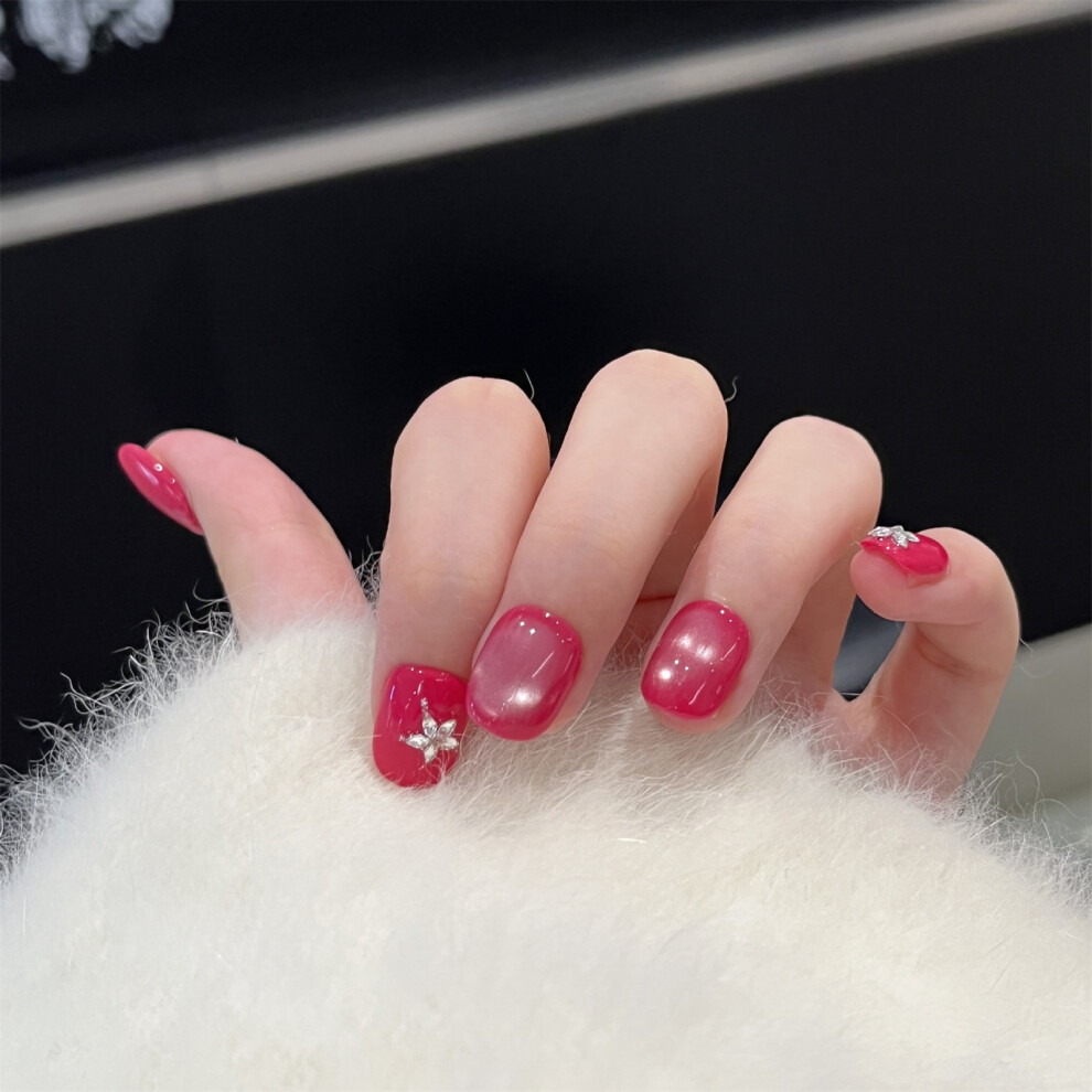 Penghui-Toys (S) 10Pcs Square Press On Fake Nails With Glitter Design Resin Press On Fake Nails For Fingernail Diy Decoration