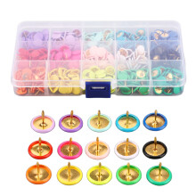 1 Box Reißnägel, 15 Farben, gummierter Flachkopf